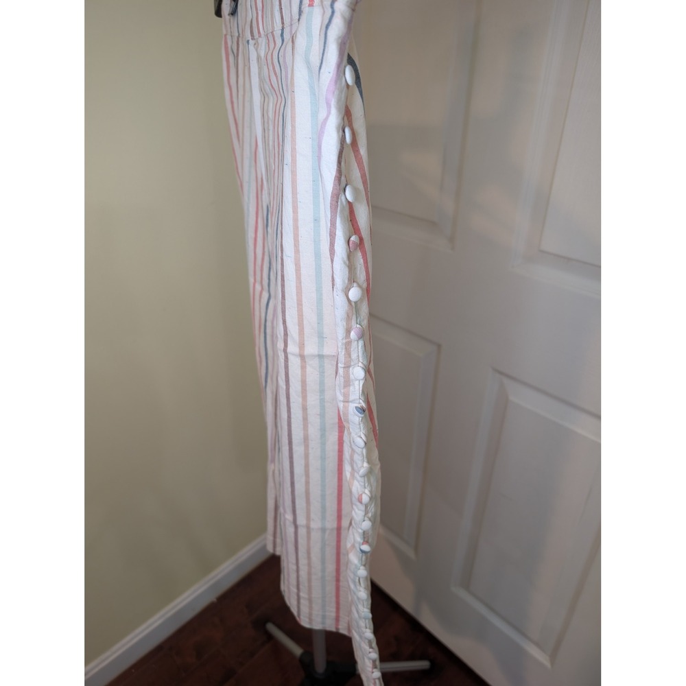 Madewell Button Slit Striped Midi Skirt Rainbow Flecked Cotton Lined - Size 8 - Picture 5 of 7